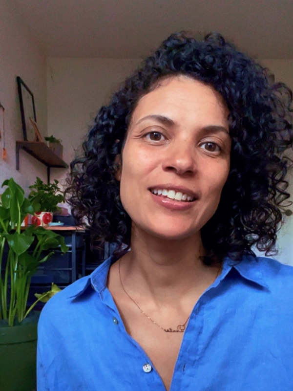 Aline Franca, birth doula, in her home office in Aliso Viejo, California